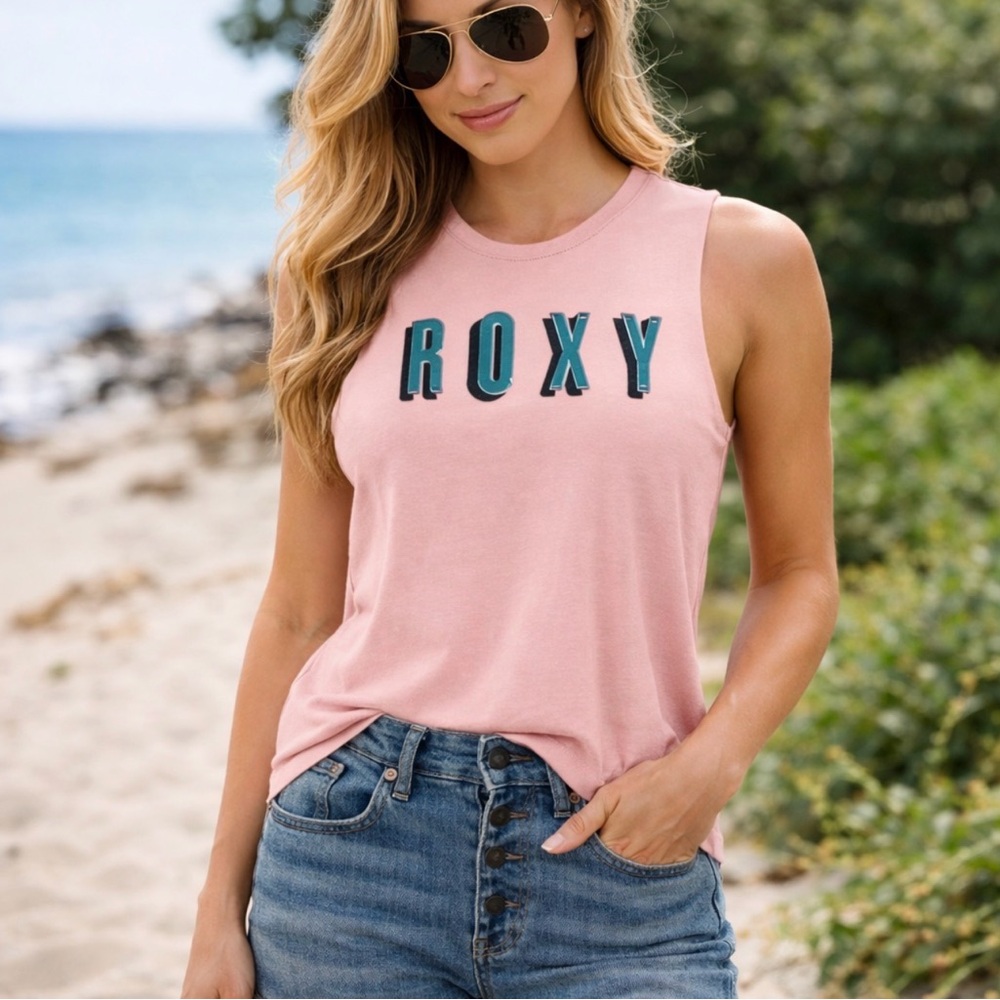 ROXY CANYON CROP MUSCLE TANK PEACH CORAL SIZE MEDIUM